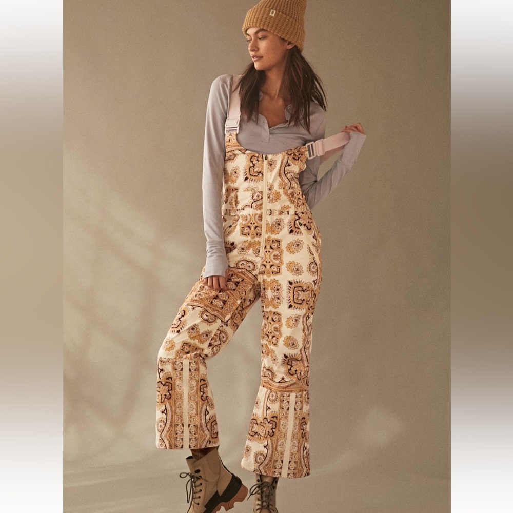 Free People Alpine Glow Printed Snow Bib Pants Size Small
